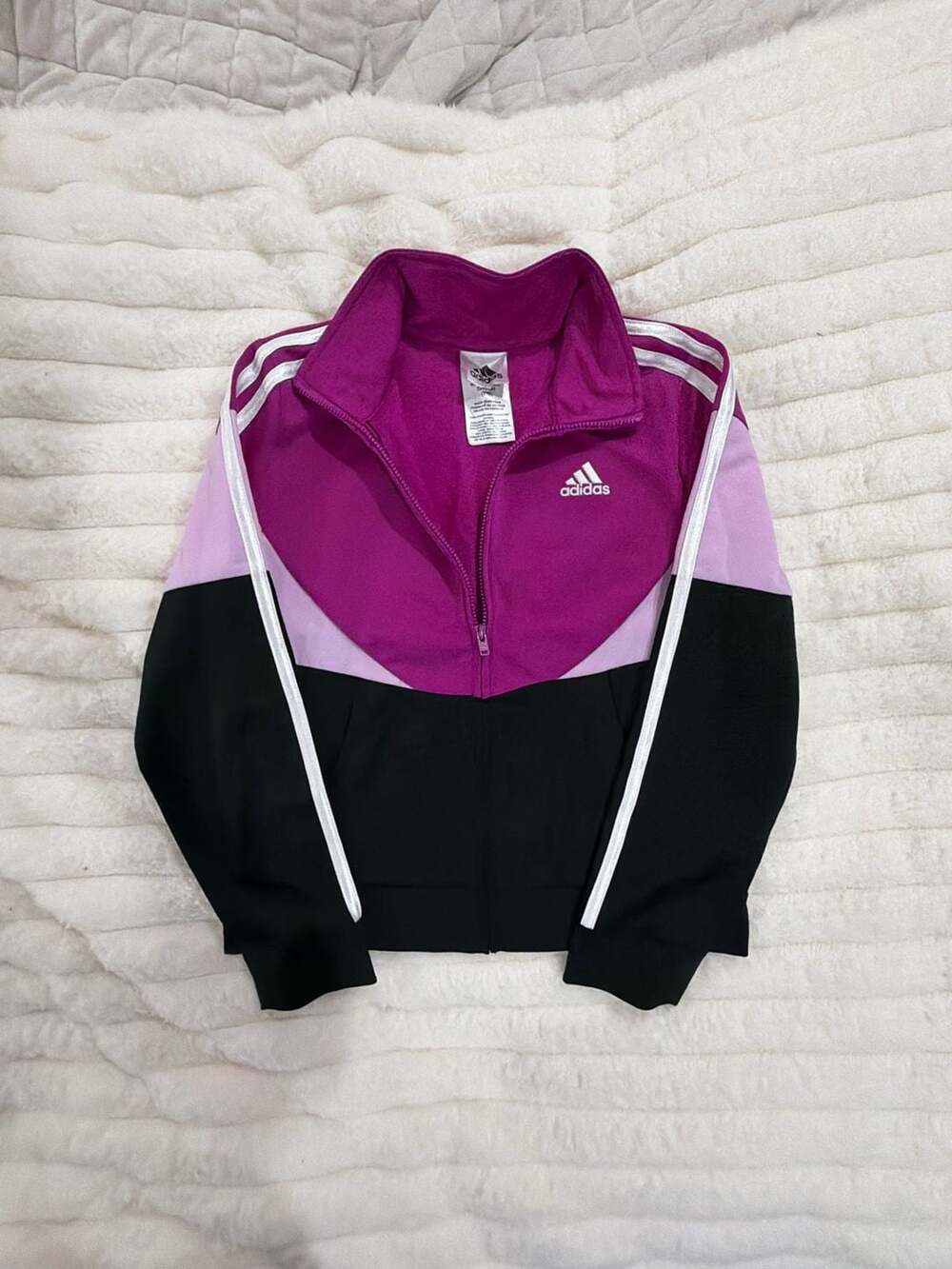 Adidas Girls 3-Stripe Zip-Up Track Jacket Size S (7/8)*check pics forconditions